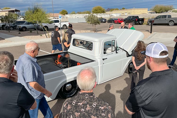 People Gathering Around Foremost'S Ford F-100 Ev Conversion