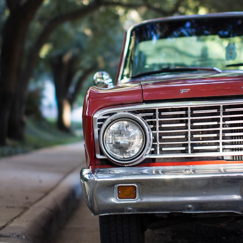 Front End View Of A Classic Pickup Truck