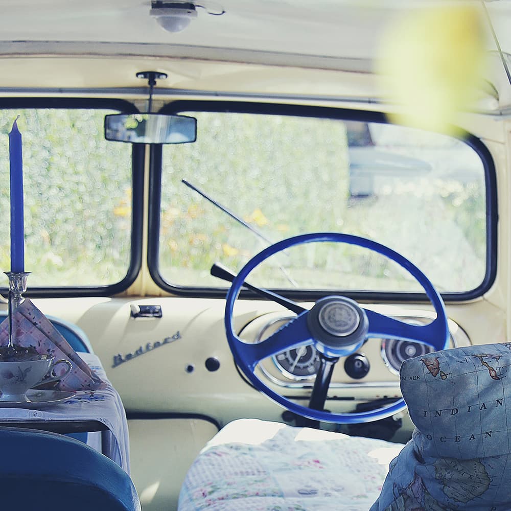 Interior View Of An Antique Camper Van